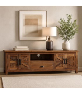 Mueble TV XL 4 puertas madera reciclada nogal estilo rústico. Mdmhogar