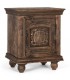 Mesita noche madera tallada nogal envejecido estilo vintage clásico.