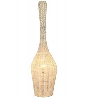 Lámpara de pie baja ratán natural estilo ibicenco artesanal.