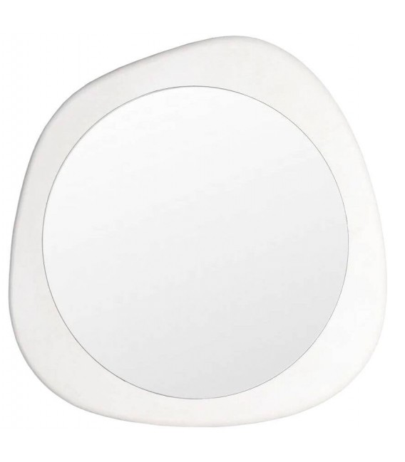 Espejo redondo marco irregular madera DM blanco estilo ibicenco.