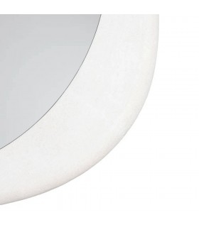 Espejo redondo marco irregular madera DM blanco estilo ibicenco. 1