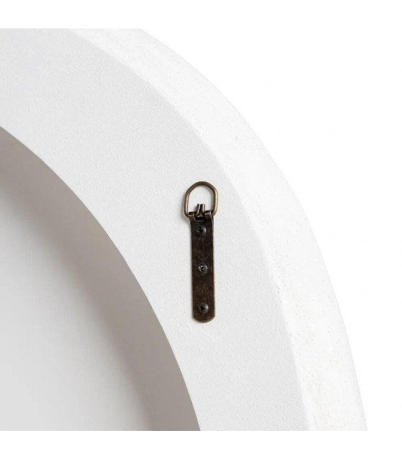 Espejo redondo marco irregular madera DM blanco estilo ibicenco. 2