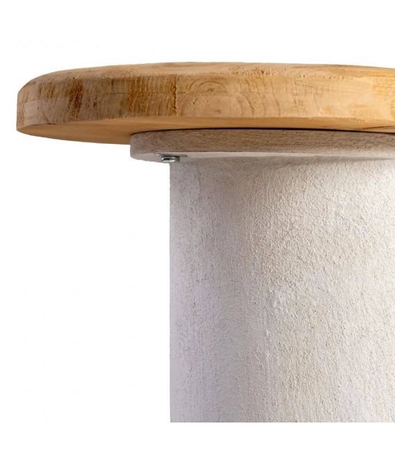 Consola XL blanca y natural estilo ibicenco en madera efecto yeso. 2