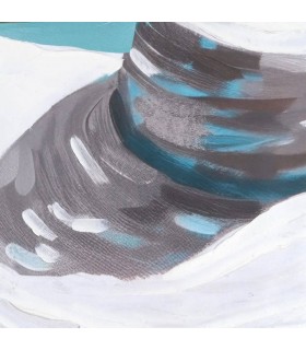 Cuadro vertical mujer estilo ibicenco pintado a mano en azul. 1