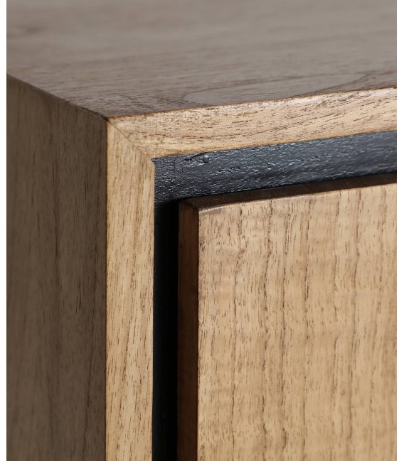 Aparador madera mindi natural y negro con 2 puertas y 2 cajones. 2