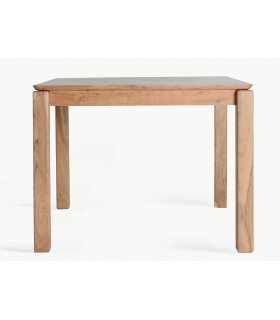 Mesa de comedor cuadrada madera natural estilo nórdico moderno.