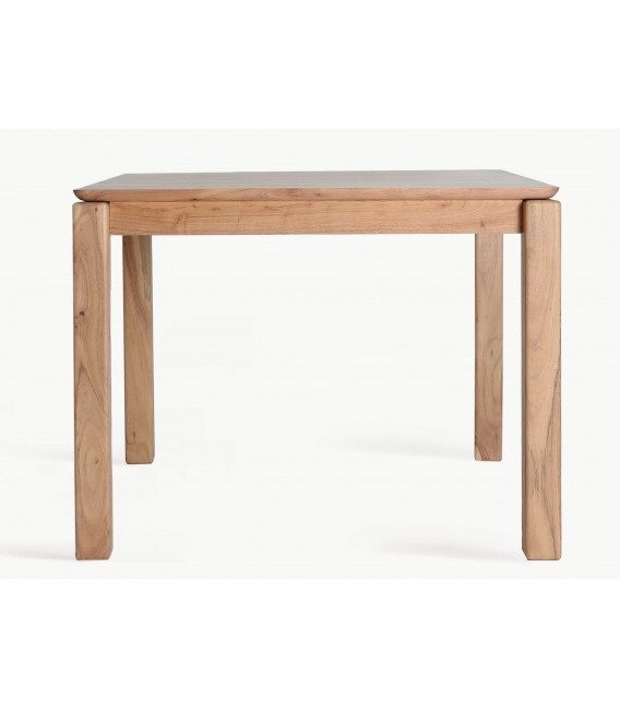 Mesa de comedor cuadrada madera natural estilo nórdico moderno.