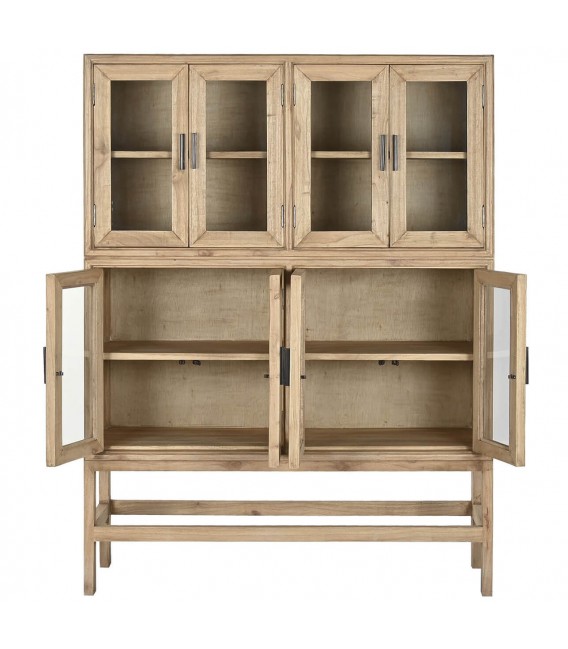 Vitrina baja madera natural 8 puertas cristal estilo boho 2