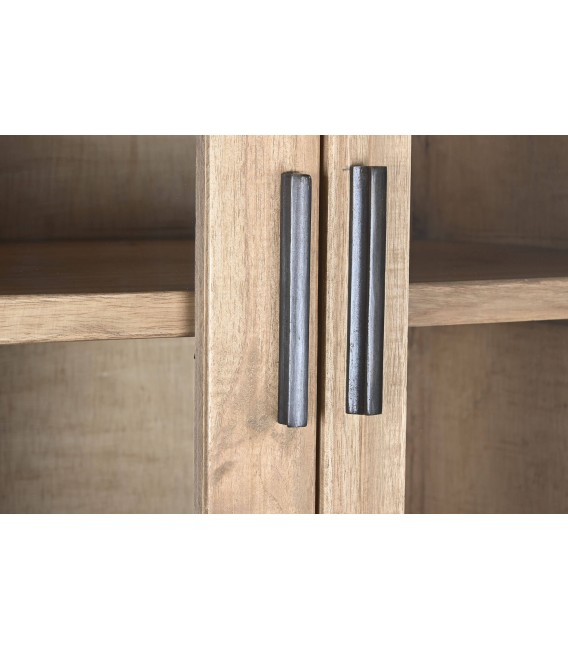 Vitrina baja madera natural 8 puertas cristal estilo boho 4