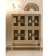 Vitrina baja madera natural 8 puertas cristal estilo boho Mdmhogar
