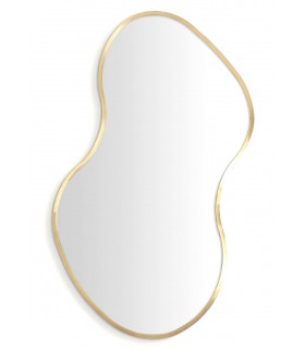 Espejo orgánico dorado aluminio con forma libre estilo art decó.