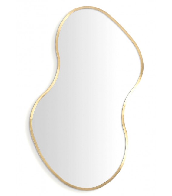 Espejo orgánico dorado aluminio con forma libre estilo art decó.