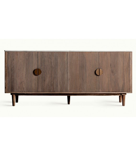 Aparador 4 puertas madera, mármol blanco y metal estilo art decó. 1
