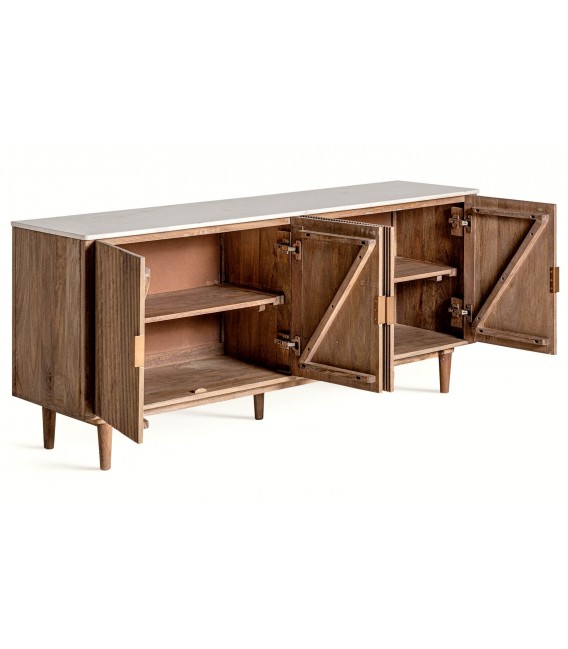 Aparador 4 puertas madera, mármol blanco y metal estilo art decó. 2