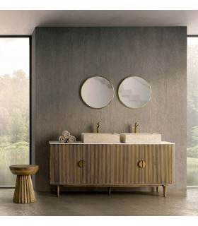 Aparador 4 puertas madera, mármol blanco y metal estilo art decó. Mdmhogar