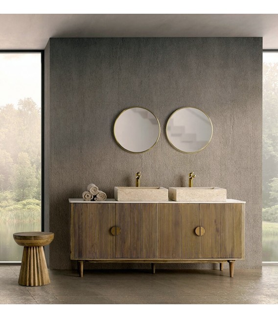 Aparador 4 puertas madera, mármol blanco y metal estilo art decó. Mdmhogar