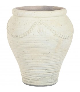 Ánfora decorativa de terracota estilo ibicenco acabado crudo.