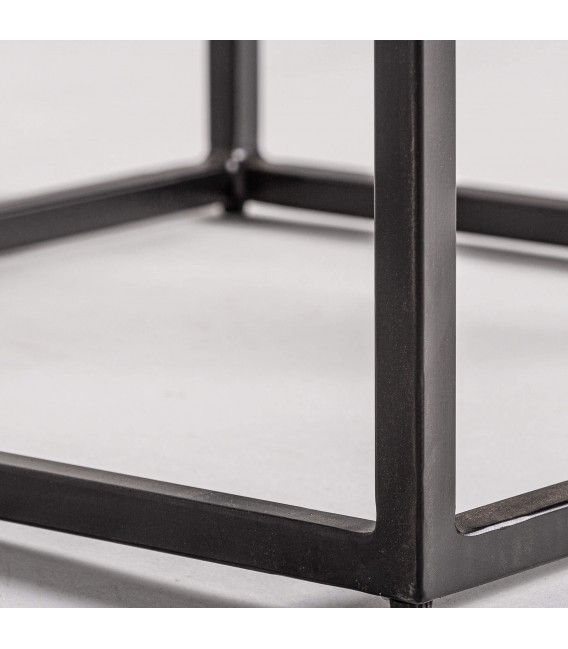 Mesa centro cuadrada madera reciclada metal negro estilo industrial. 3