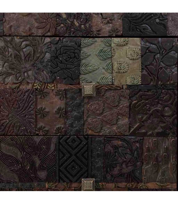 Aparador 2 puertas 3 cajones de madera tallada oscura étnico. 7