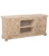 Mueble TV tallado blanco roto con puertas estilo étnico artesanal.