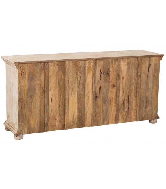 Mueble TV tallado blanco roto con puertas estilo étnico artesanal. 3