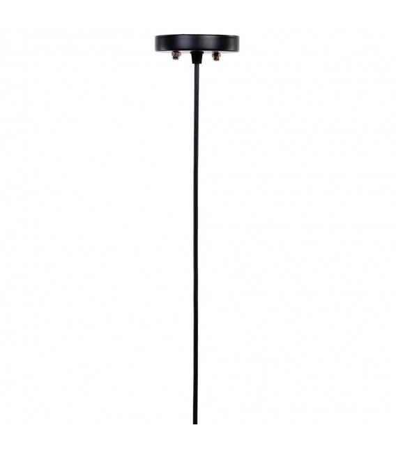 Lámpara de techo boho en rafia natural con florón negro artesanal. 3