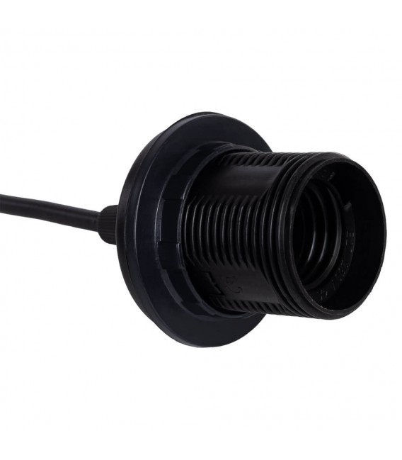 Lámpara de techo boho en rafia natural con florón negro artesanal. 4