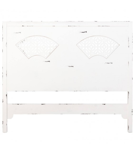 Cabecero de cama blanco rozado con calados decorativos orientales. 1