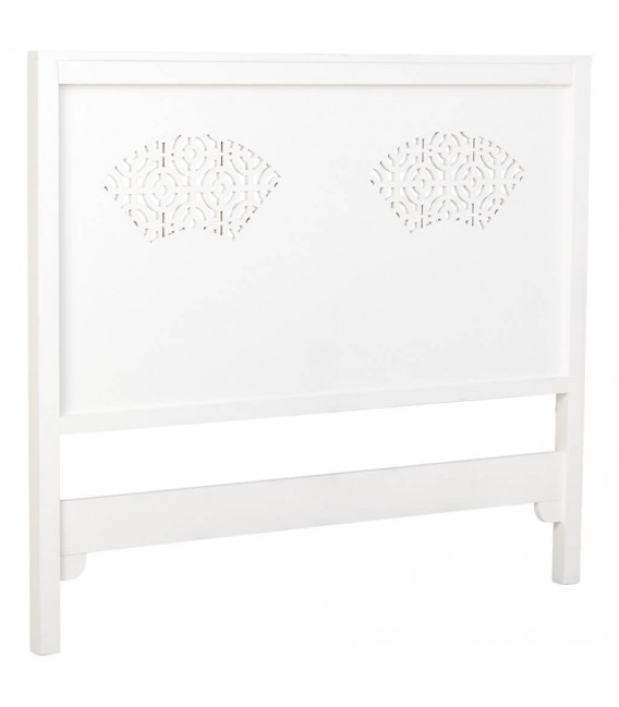 Cabecero de cama blanco rozado con calados decorativos orientales. 2