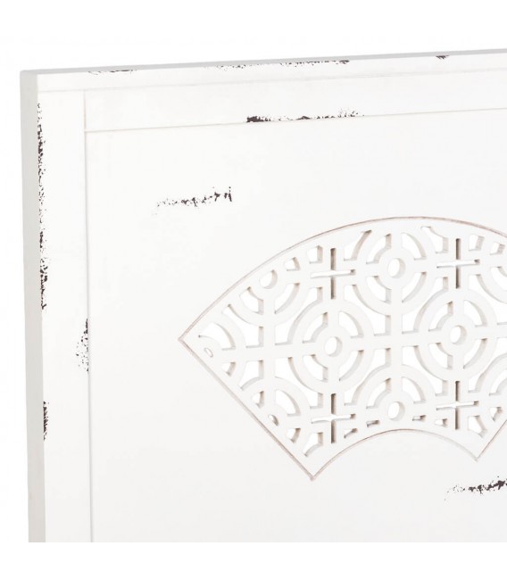 Cabecero de cama blanco rozado con calados decorativos orientales. 3