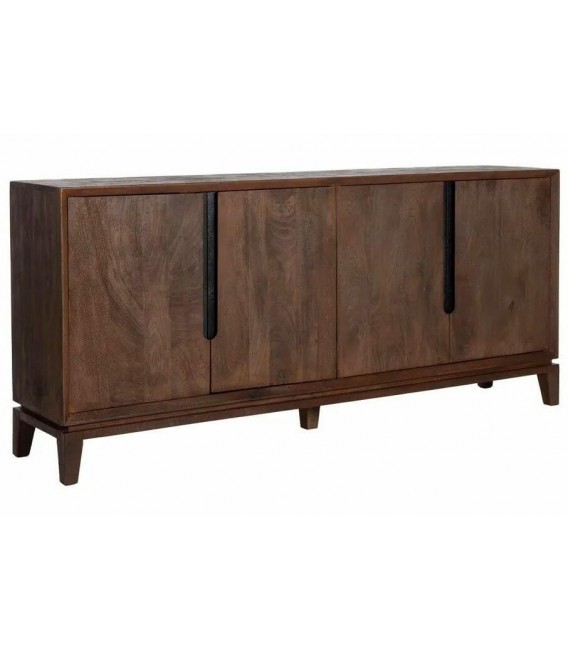 Aparador colonial de madera maciza color nogal oscuro y negro.