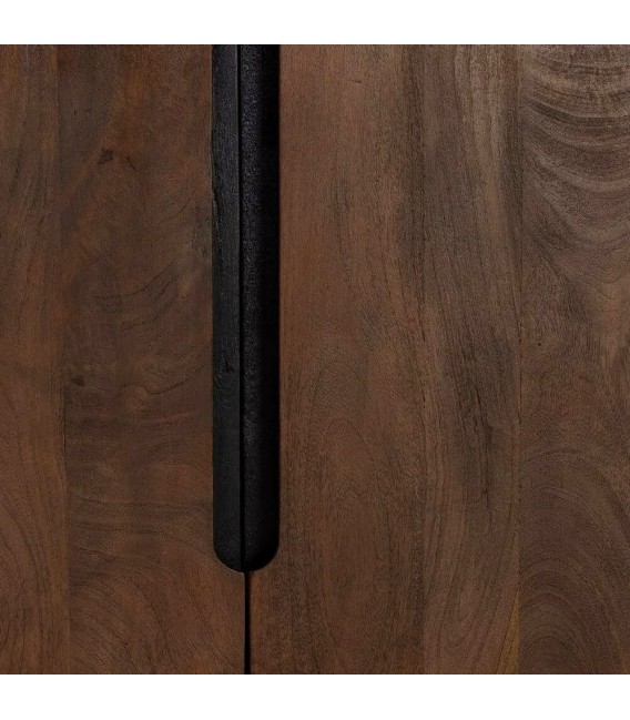 Aparador colonial de madera maciza color nogal oscuro y negro. 1