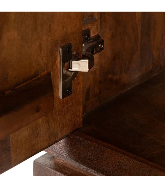 Aparador colonial de madera maciza color nogal oscuro y negro. 2