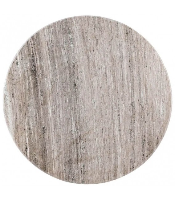 Mesa redonda mármol gris y madera de mango estilo contemporáneo. 1