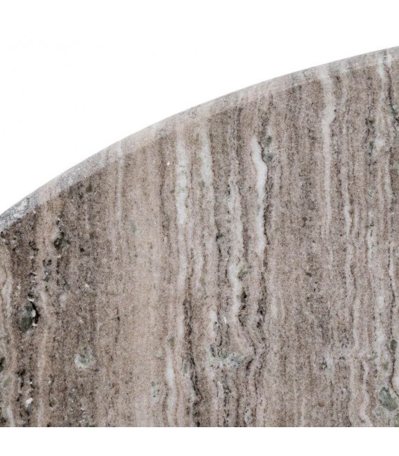 Mesa redonda mármol gris y madera de mango estilo contemporáneo. 3