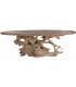 Mesa de comedor ovalada XL en raíz y madera de teca natural.
