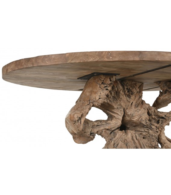 Mesa de comedor ovalada XL en raíz y madera de teca natural. 6