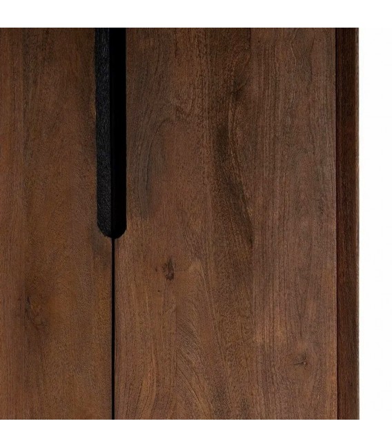 Armario alacena estrecho de madera nogal con puertas y cajones. 1