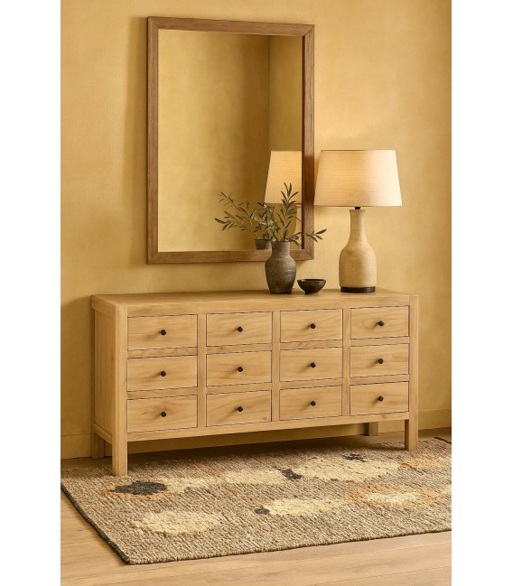 COMODA XXL 170 X 40 X 88 CASAM MADERA NATURAL METAL DORADO