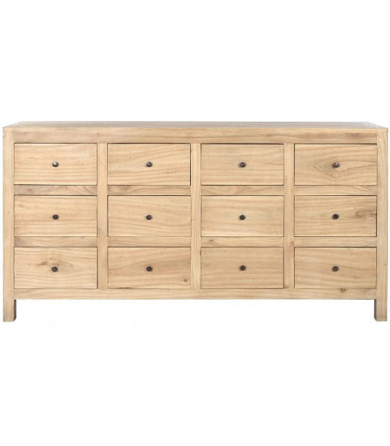 Cómoda XXL 12 cajones en madera natural con tiradores boho metal. 2