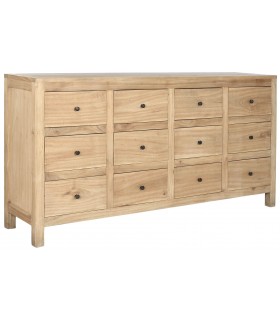 Cómoda XXL 12 cajones en madera natural con tiradores boho metal. 1