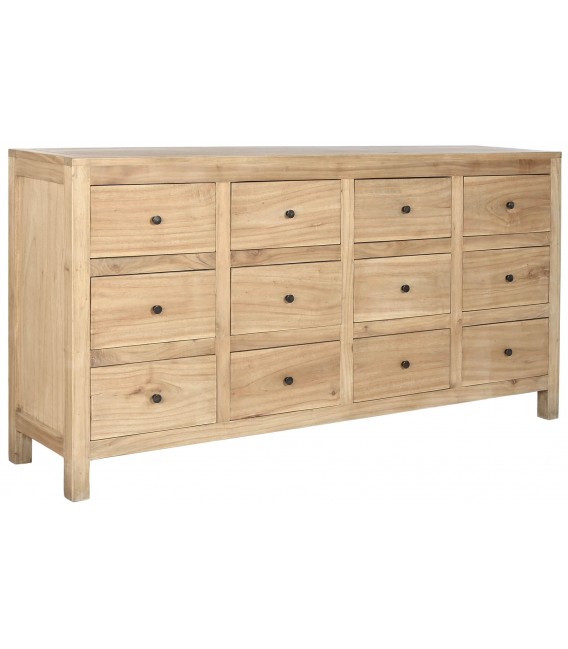 Cómoda XXL 12 cajones en madera natural con tiradores boho metal. 1