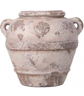 Jarrón decorativo clásico en magnesia con acabado cerámico envejecido.