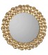 Espejo redondo estilo vintage con marco metálico en oro viejo.