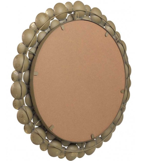 Espejo redondo estilo vintage con marco metálico en oro viejo. 4