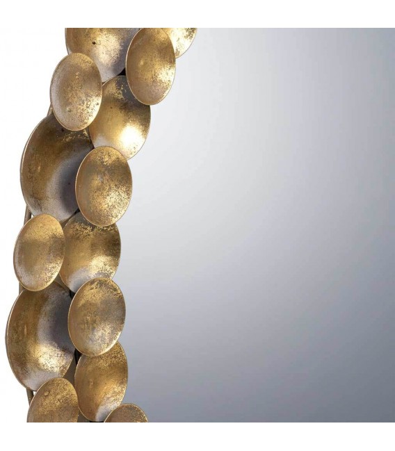 Espejo redondo estilo vintage con marco metálico en oro viejo. 2