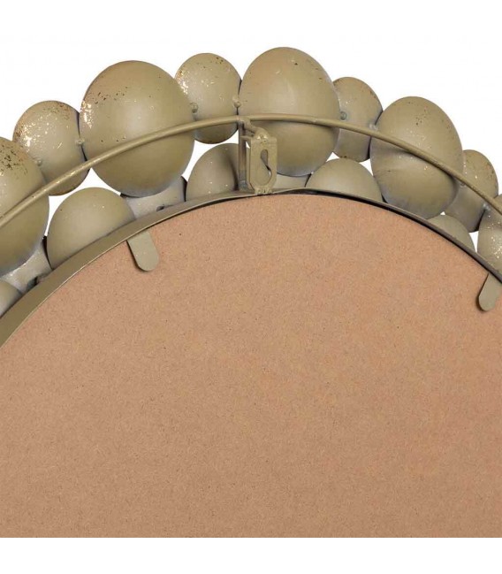 Espejo redondo estilo vintage con marco metálico en oro viejo. 5