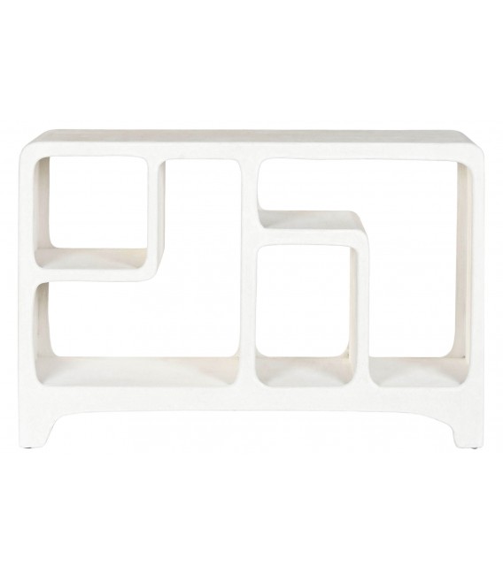 Estantería baja tipo escultura en blanco roto estilo ibicenco. 1