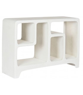 Estantería baja tipo escultura en blanco roto estilo ibicenco. Mdmhogar