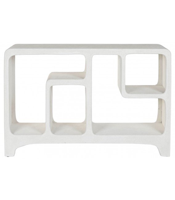 Estantería baja tipo escultura en blanco roto estilo ibicenco. 2